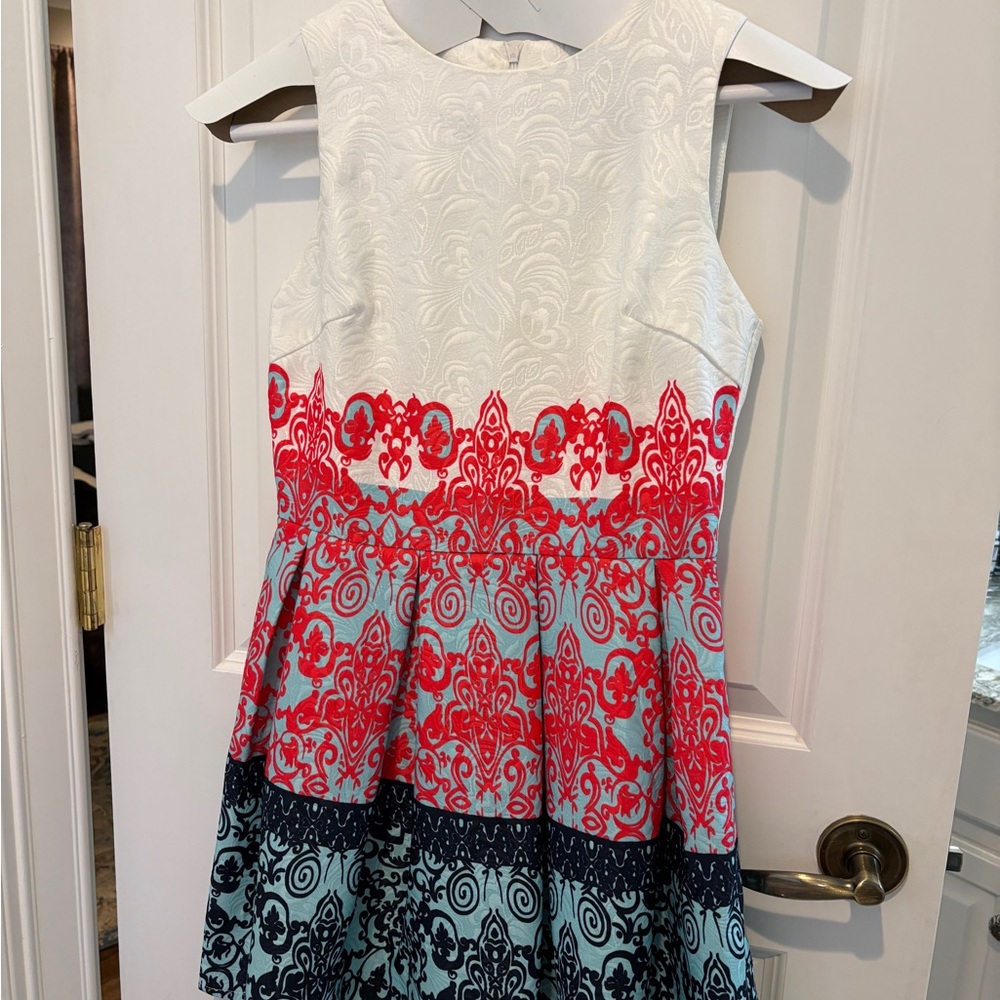 White Navy Turquoise and Red Dress